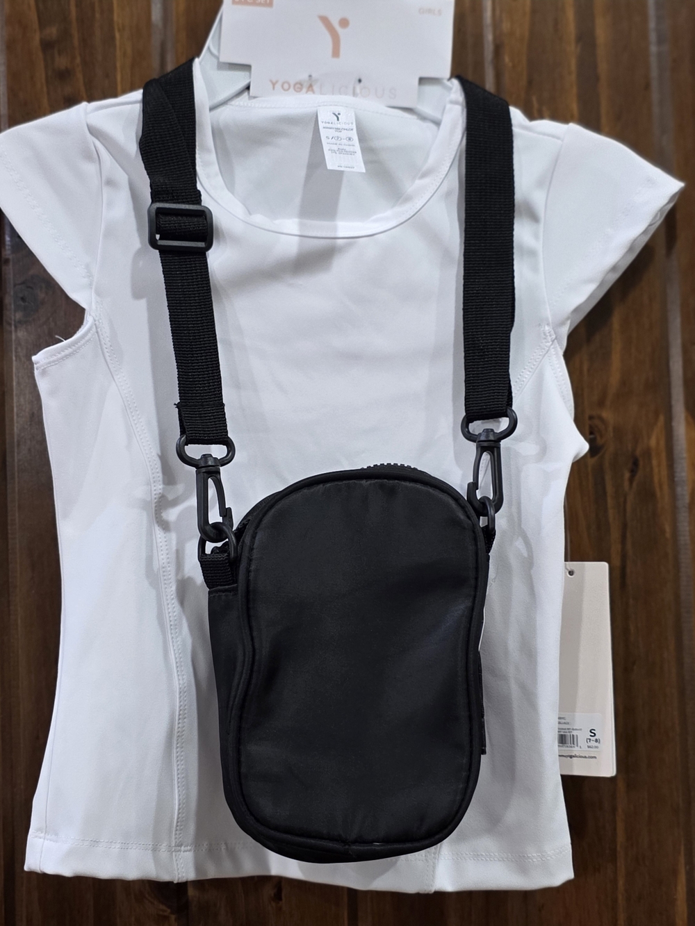 Yogalicious Black Compact Crossbody Sling Bag And Tee